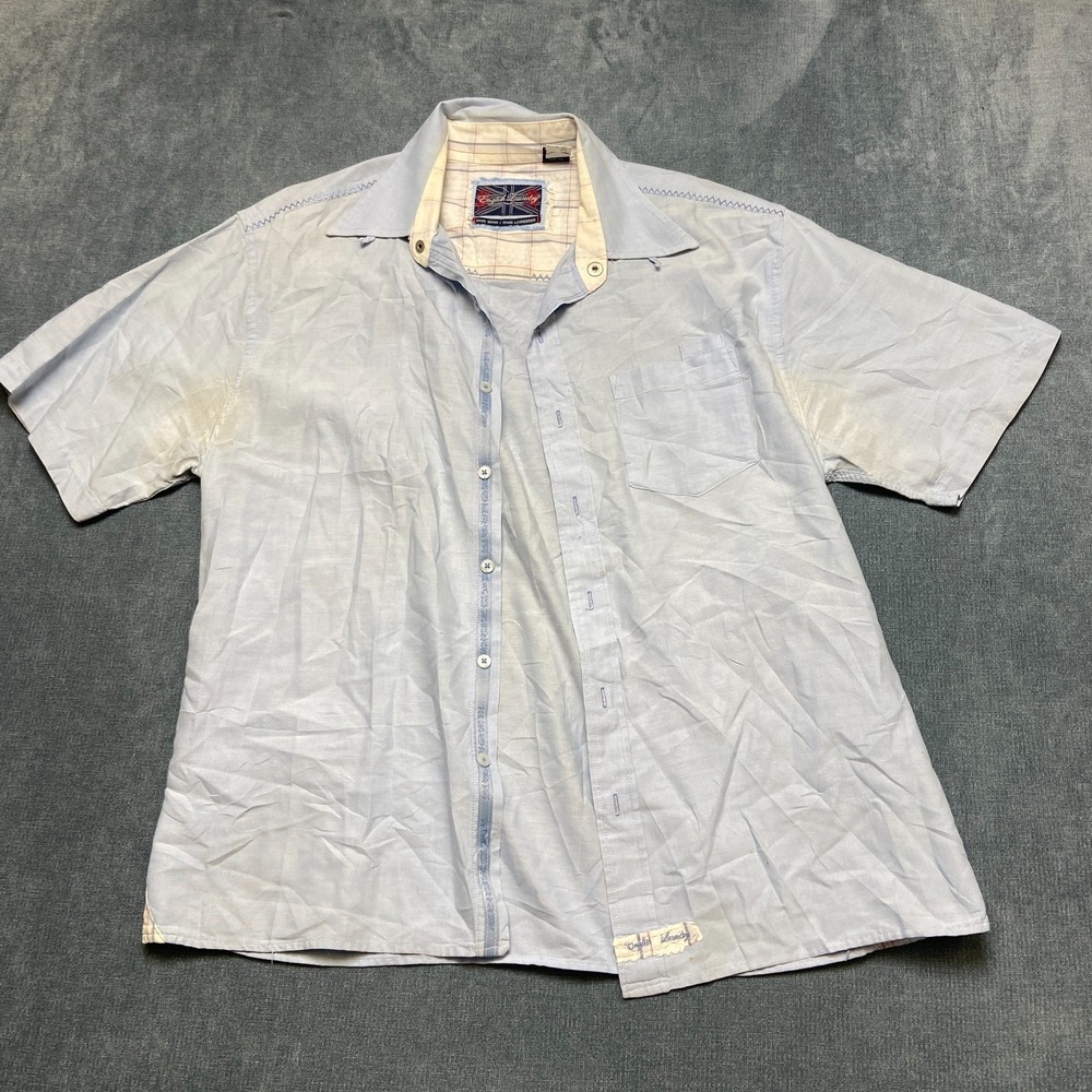 English Laundry Arrogant Hand Sewn Shirt Mens Large Light Blue Cotton Button Up